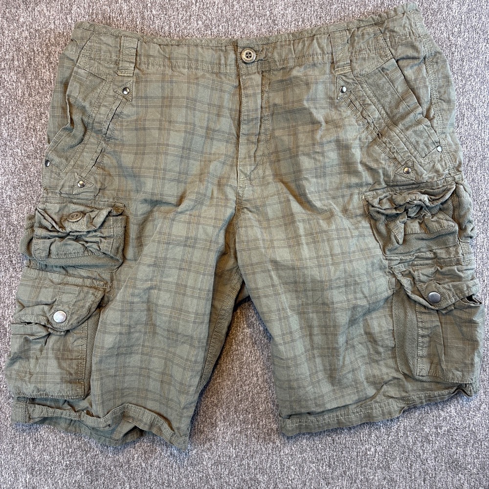 Alpha Industries Men's Cargo Shorts Size 34 Plaid Green‎